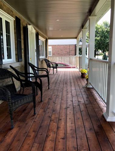 Stained cedar porch planks